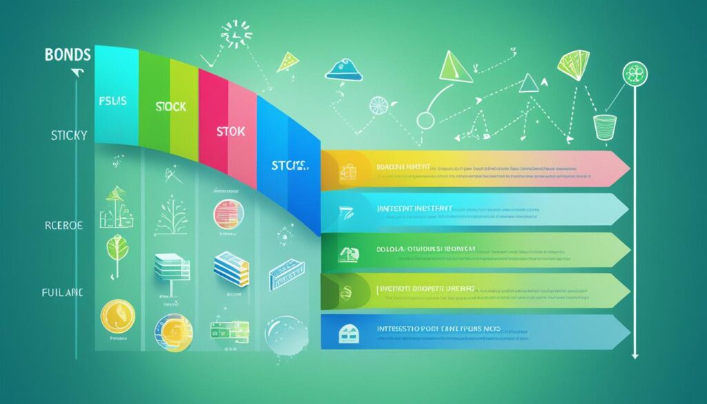 Diverse investment portfolio with stocks, bonds, and funds