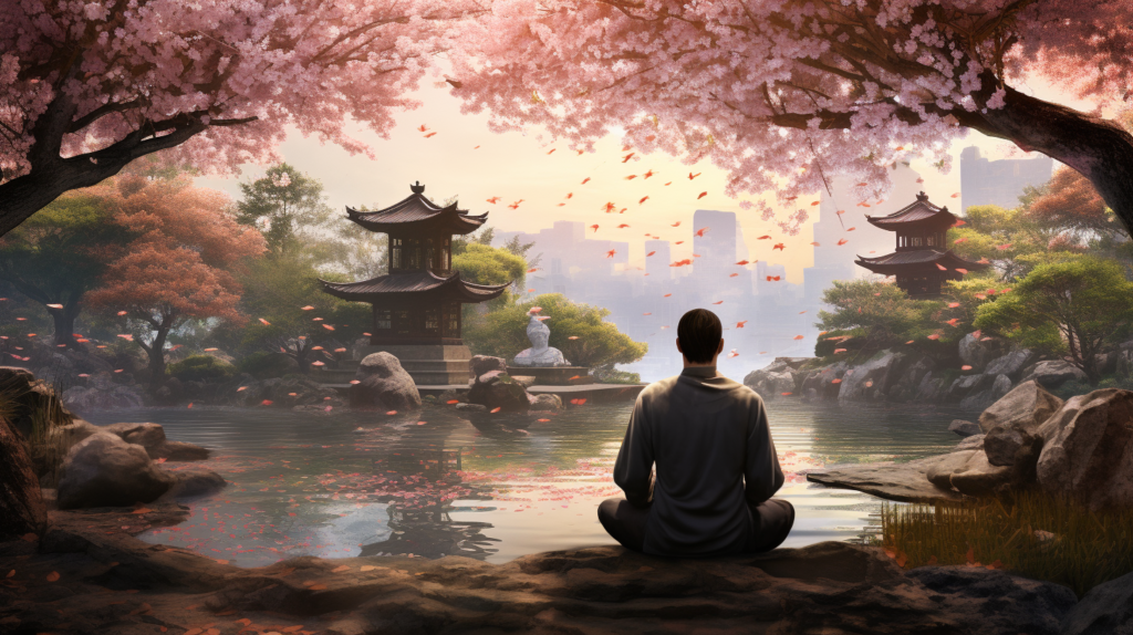 Meditating in a peaceful place
